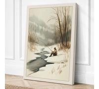 Figure by Frozen Stream Canvas Wall Art Print 24x16 Inch