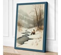 Figure by Frozen Stream Canvas Wall Art Print 24x16 Inch