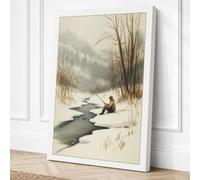 Figure by Frozen Stream Canvas Wall Art Print 30x20 Inch