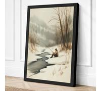 Figure by Frozen Stream Canvas Wall Art Print 30x20 Inch