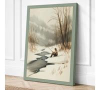 Figure by Frozen Stream Canvas Wall Art Print 30x20 Inch