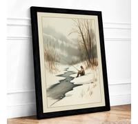 Figure by Frozen Stream Scandinavian Framed Wall Art Print A4 Black