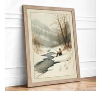 Figure by Frozen Stream Scandinavian Framed Wall Art Print A4 Oak