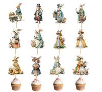 Figure Cake Topper, 12 Pieces Animal Figures as Decoration for Celebrations and Parties, Happy Easter Cake Topper, for Spring Festival, Birthday, Baking Decoration Display
