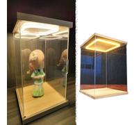 Figure Display Case with LED Light, Large Storage Space Clear Desktop Decoration Boxes, 24, 20, 16, 14, 12, 10, 8, 6, 4 inch Tall Showcase(10x20xH30cm/4x8x12")
