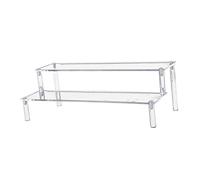 Figure Display Stand Action Figures Display Shelf Holder Acrylic DIY Assembly Collectibles Organizer Suitable for Home Work Space, Two Tiers