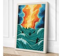 Figure Facing Fire Modern Canvas Wall Art Print 18x12 Inch (46 x 30 cm)