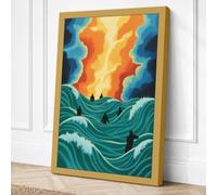 Figure Facing Fire Modern Canvas Wall Art Print 18x12 Inch (46 x 30 cm)