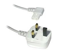 Figure Fig of 8 IEC C7 Mains Power Lead Cable - Right Angled/White 1.9M, 3M or 5M (1.9M)