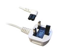 Figure Fig of 8 IEC C7 Mains Power Lead Cable - Right Angled/White 1.9M, 3M or 5M (5M)