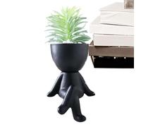 Figure for Indoor Plants - Small Figure Ceramic Creative Table Top Display Flowerpot Vase,Human Body Shaped Small Pots, People Head Face Planter for Flowers