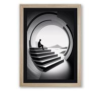 Figure in Architectural Frame Modern Framed Wall Art Print A1 (84.1×59.4cm) Oak, Wall Decor for Living Room, Bedroom, Office & Home, Ready to Hang, Art Gift