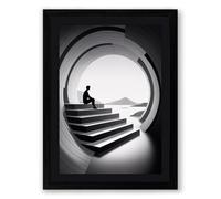 Figure in Architectural Frame Modern Framed Wall Art Print A2 (59.4×42cm) Black, Wall Decor for Living Room, Bedroom, Office & Home, Ready to Hang, Art Gift
