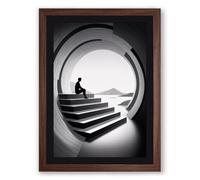 Figure in Architectural Frame Modern Framed Wall Art Print A4 (29.7×21cm) Walnut, Wall Decor for Living Room, Bedroom, Office & Home, Ready to Hang, Art Gift