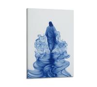 Figure In Blue Robe Walking On Swirling Water Wall Art, Mystical Religious Decor For Home And Prayer Room Poster Decorative Painting Canvas Wall Posters And Art Picture Print Modern Family Bedroom Dec