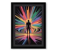 Figure in Cosmic Light Abstract Framed Wall Art Print A2 (59.4×42cm) Black, Wall Decor for Living Room, Bedroom, Office & Home, Ready to Hang, Art Gift