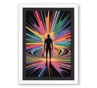 Figure in Cosmic Light Abstract Framed Wall Art Print A3 (42×29.7cm) White, Wall Decor for Living Room, Bedroom, Office & Home, Ready to Hang, Art Gift