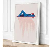 Figure in Falling Rain Canvas Wall Art Print 36x24 Inch