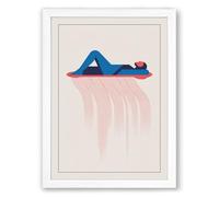 Figure in Falling Rain Modern Framed Wall Art Print A3 (42×29.7cm) White, Wall Decor for Living Room, Bedroom, Office & Home, Ready to Hang, Art Gift