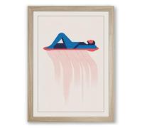 Figure in Falling Rain Modern Framed Wall Art Print A4 (29.7×21cm) Oak, Wall Decor for Living Room, Bedroom, Office & Home, Ready to Hang, Art Gift