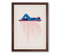 Figure in Falling Rain Modern Framed Wall Art Print A4 (29.7×21cm) Walnut, Wall Decor for Living Room, Bedroom, Office & Home, Ready to Hang, Art Gift