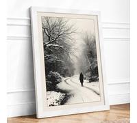 Figure in Frozen Solitude Scandinavian Framed Wall Art Print A4 (29.7×21cm) White, Wall Decor for Living Room, Bedroom, Office & Home, Ready to Hang, Art Gift