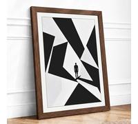 Figure in Geometry Geometric Framed Wall Art Print A1 (84.1×59.4cm) Walnut, Wall Decor for Living Room, Bedroom, Office & Home, Ready to Hang, Art Gift