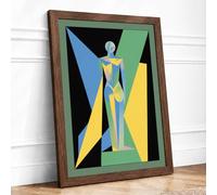 Figure in Motion Art Deco Framed Wall Art Print A3 (42×29.7cm) Walnut, Wall Decor for Living Room, Bedroom, Office & Home, Ready to Hang, Art Gift
