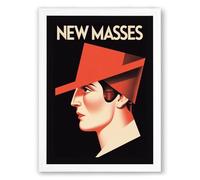 Figure in Red Geometry Art Deco Framed Wall Art Print A2 (59.4×42cm) White, Wall Decor for Living Room, Bedroom, Office & Home, Ready to Hang, Art Gift