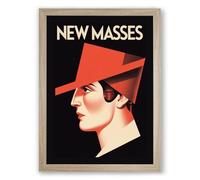 Figure in Red Geometry Art Deco Framed Wall Art Print A3 (42×29.7cm) Oak, Wall Decor for Living Room, Bedroom, Office & Home, Ready to Hang, Art Gift