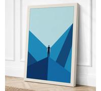 Figure in the Blue Chasm Canvas Wall Art Print 18x12 Inch