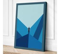 Figure in the Blue Chasm Canvas Wall Art Print 18x12 Inch