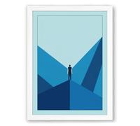 Figure in the Blue Chasm Minimalist Framed Wall Art Print A1 (84.1×59.4cm) White, Wall Decor for Living Room, Bedroom, Office & Home, Ready to Hang, Art Gift