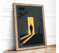 Figure in the Doorway Modern Framed Wall Art Print A2 (59.4×42cm) Oak, Wall Decor for Living Room, Bedroom, Office & Home, Ready to Hang, Art Gift