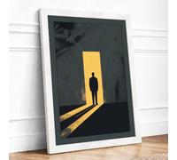 Figure in the Doorway Modern Framed Wall Art Print A3 (42×29.7cm) White, Wall Decor for Living Room, Bedroom, Office & Home, Ready to Hang, Art Gift