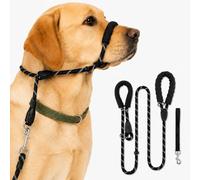 Figure of 8 Dog Lead, Reflective Anti Pull Halter for Medium Large Dogs | Soft Padded Nose Strap, Safety Buckle, Reflective Stitching, Heavy-Duty Nylon, Anti-Pull Control for Strong Pullers