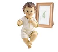 Figure of the Child Jesus - Small Nativity Idol, Festive Nativity Scene Sculpture, Devoted Catholic Reverence Symbol, Serene Spiritual Holiday Miniature | Sacred Display Decoration and Pa