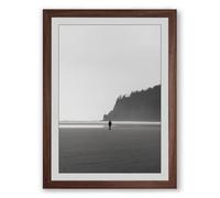 Figure on Empty Shore Minimalist Framed Wall Art Print A3 (42×29.7cm) Walnut, Wall Decor for Living Room, Bedroom, Office & Home, Ready to Hang, Art Gift