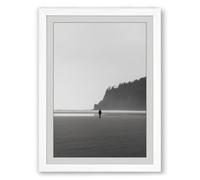 Figure on Empty Shore Minimalist Framed Wall Art Print A3 (42×29.7cm) White, Wall Decor for Living Room, Bedroom, Office & Home, Ready to Hang, Art Gift