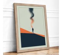Figure on the Ridge Minimalist Framed Wall Art Print A2 Oak | Ready to Hang, Premium Gi Paper, Fade-Resistant Inks, Securely Packaged, UK Made
