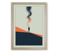 Figure on the Ridge Minimalist Framed Wall Art Print A4 (29.7×21cm) Oak, Wall Decor for Living Room, Bedroom, Office & Home, Ready to Hang, Art Gift