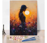 Figure Paint by Numbers for Adults, DIY Paint by Numbers Woman, Canvas Oil Painting Kit with 3 Paintbrushes, Acrylic Pigment Drawing Paintwork for Gifts for Women 12x16 inch Without Frame -XY309