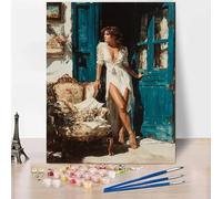 Figure Paint by Numbers for Adults, DIY Paint by Numbers Woman, Canvas Oil Painting Kit With 3 Paintbrushes, Acrylic Pigment Drawing Paintwork for Gifts for Women, Decor 20x26 inch Without Frame -XY6P