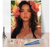 Figure Paint by Numbers for Adults, DIY Paint by Numbers Woman, Canvas Oil Painting Kit With 3 Paintbrushes, Acrylic Pigment Drawing Paintwork for Gifts for Women, Decor 20x26 inch Without Frame -XY66