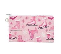 Figure Skate and Snowflake Print Coin Purse Fashion Canvas Pouch Portable Wallet Makeup Bag for Men Women