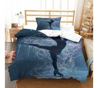 Figure_skating_art-dynamic_movement_style Duvet Cover Set 2 PCS Hotel Quality Quilt Cover Bedding Bed Covers with Pillowcases with Zipper Closure Ultra Soft Hypoallergenic Microfiber Single（135x200cm）