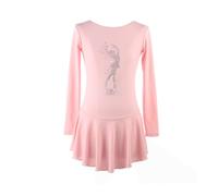 Figure Skating Dress, Comfortable Competition Performance Costume with Solid Color Rhinestones, Ice Skating Dress Gymnastics Lyrical Ballet Dance Leotard,3XL,Pink