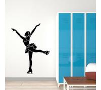 Figure Skating Girl Living Room Wall Sticker, Children's Room Dancing ice Sticker, Vinyl Sports Indoor Wall Decal.