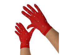 Figure Skating Gloves Women High Elastic Mesh Rhinestone | High-elastic mesh, snug fit various hand shapes, 8cm middle finger, one size fits most women girls