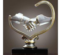 Figure Statue Ornament Creative Heart Shape Handshake Sculpture Tabletop Home Decoration Handmade Premium Gifts,D